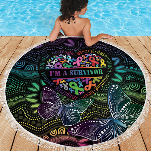 Australia Cancer Survivor Beach Blanket I’m A Survivor Ribbon Heart