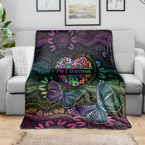 Australia Cancer Survivor Blanket I’m A Survivor Ribbon Heart