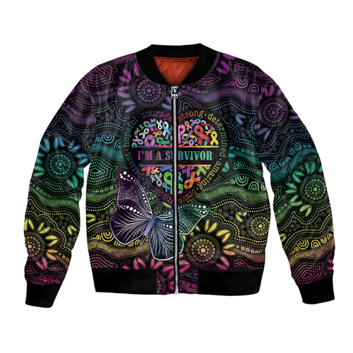 Australia Cancer Survivor Personalised Bomber Jacket I’m A Survivor Ribbon Heart