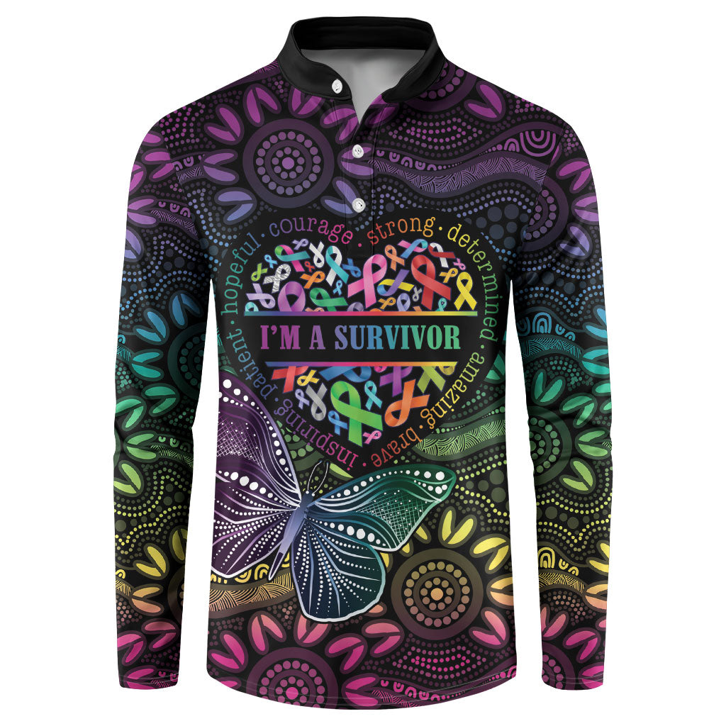 Australia Cancer Survivor Personalised Button Sweatshirt I’m A Survivor Ribbon Heart