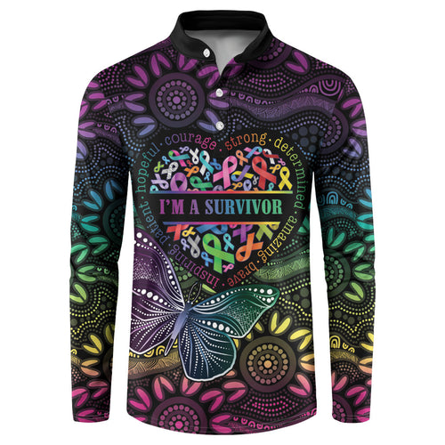 Australia Cancer Survivor Personalised Button Sweatshirt I’m A Survivor Ribbon Heart
