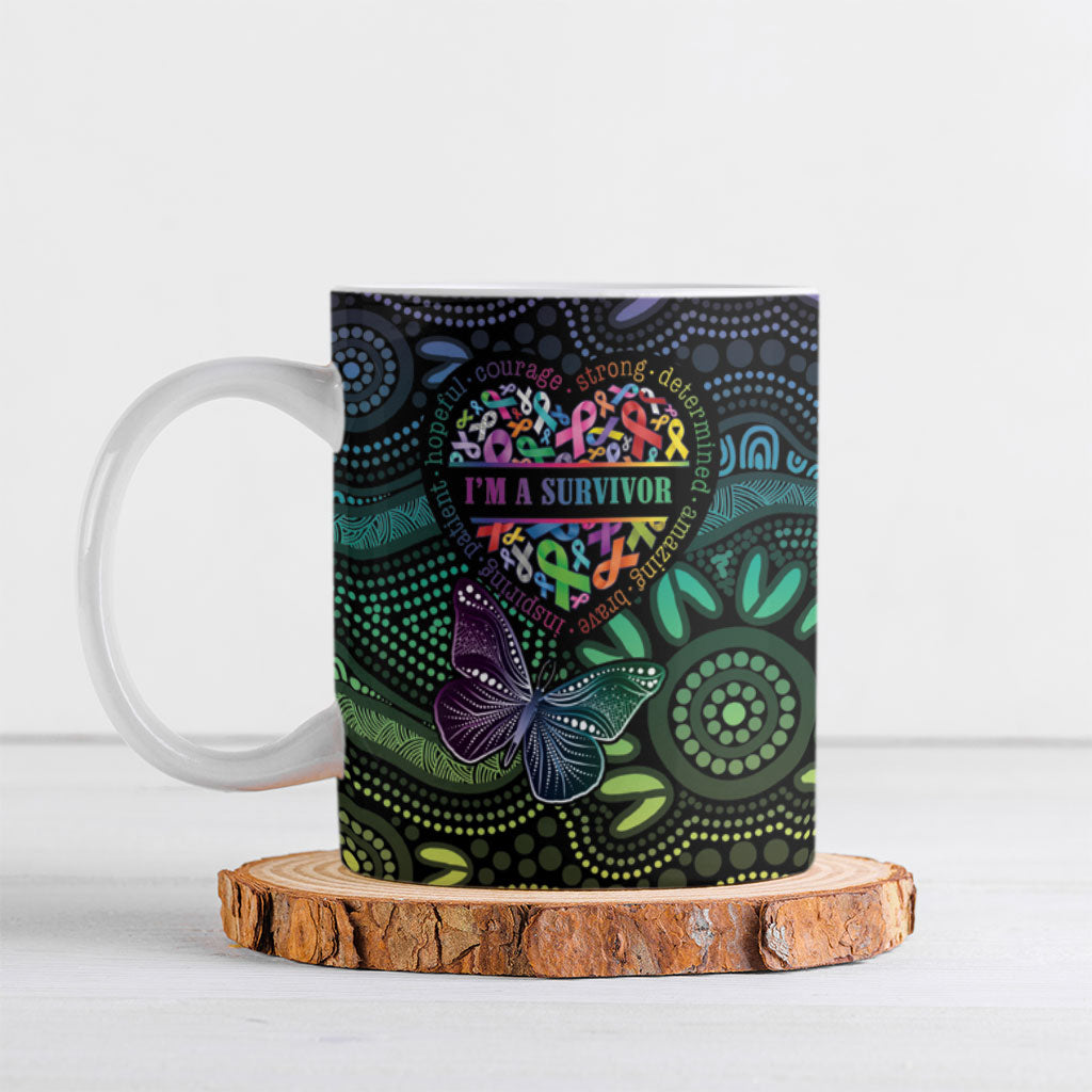 Australia Cancer Survivor Personalised Ceramic Mug I’m A Survivor Ribbon Heart