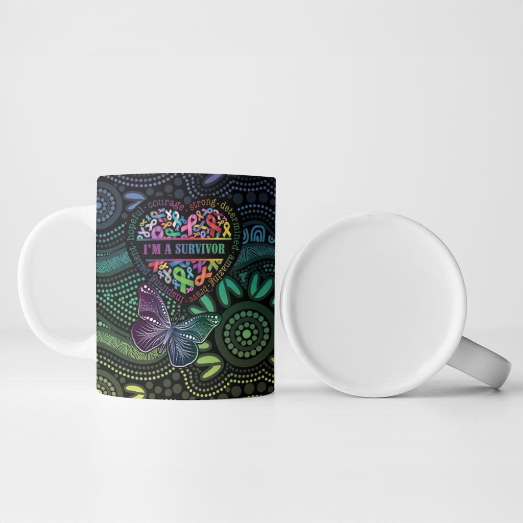 Australia Cancer Survivor Personalised Ceramic Mug I’m A Survivor Ribbon Heart