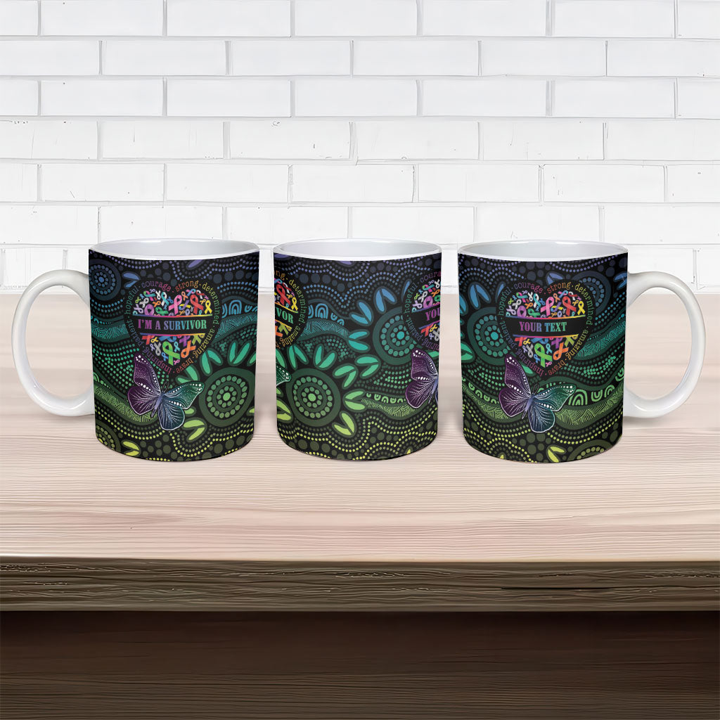 Australia Cancer Survivor Personalised Ceramic Mug I’m A Survivor Ribbon Heart