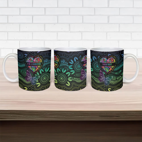 Australia Cancer Survivor Personalised Ceramic Mug I’m A Survivor Ribbon Heart