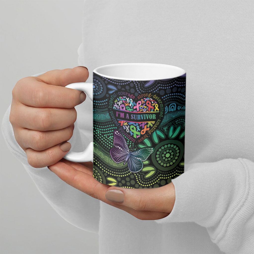 Australia Cancer Survivor Personalised Ceramic Mug I’m A Survivor Ribbon Heart