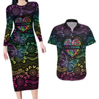 Australia Cancer Survivor Personalised Couples Matching Long Sleeve Bodycon Dress and Hawaiian Shirt I’m A Survivor Ribbon Heart