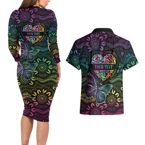 Australia Cancer Survivor Personalised Couples Matching Long Sleeve Bodycon Dress and Hawaiian Shirt I’m A Survivor Ribbon Heart