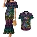 Australia Cancer Survivor Personalised Couples Matching Mermaid Dress and Hawaiian Shirt I’m A Survivor Ribbon Heart