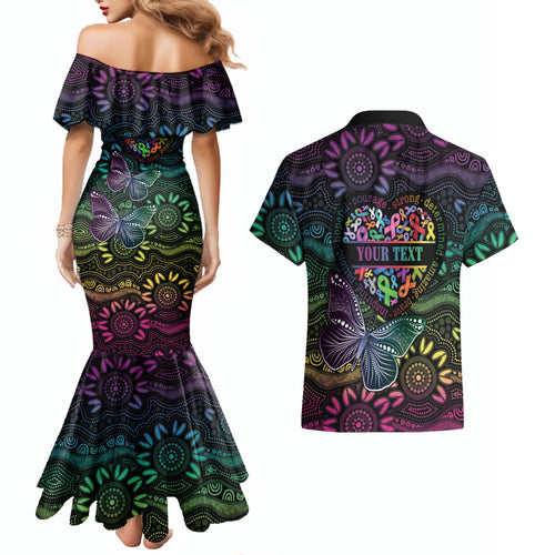 Australia Cancer Survivor Personalised Couples Matching Mermaid Dress and Hawaiian Shirt I’m A Survivor Ribbon Heart