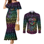 Australia Cancer Survivor Personalised Couples Matching Mermaid Dress and Long Sleeve Button Shirt I’m A Survivor Ribbon Heart