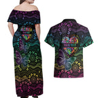 Australia Cancer Survivor Personalised Couples Matching Off Shoulder Maxi Dress and Hawaiian Shirt I’m A Survivor Ribbon Heart