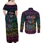 Australia Cancer Survivor Personalised Couples Matching Off Shoulder Maxi Dress and Long Sleeve Button Shirt I’m A Survivor Ribbon Heart