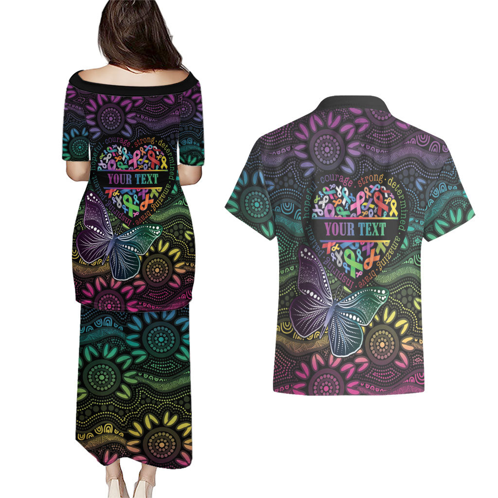 Australia Cancer Survivor Personalised Couples Matching Puletasi and Hawaiian Shirt I’m A Survivor Ribbon Heart