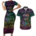 Australia Cancer Survivor Personalised Couples Matching Short Sleeve Bodycon Dress and Hawaiian Shirt I’m A Survivor Ribbon Heart