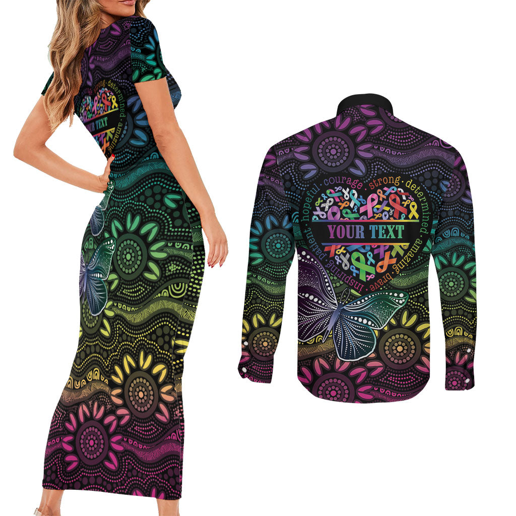 Australia Cancer Survivor Personalised Couples Matching Short Sleeve Bodycon Dress and Long Sleeve Button Shirt I’m A Survivor Ribbon Heart