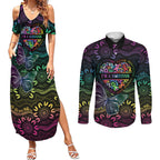 Australia Cancer Survivor Personalised Couples Matching Summer Maxi Dress and Long Sleeve Button Shirt I’m A Survivor Ribbon Heart
