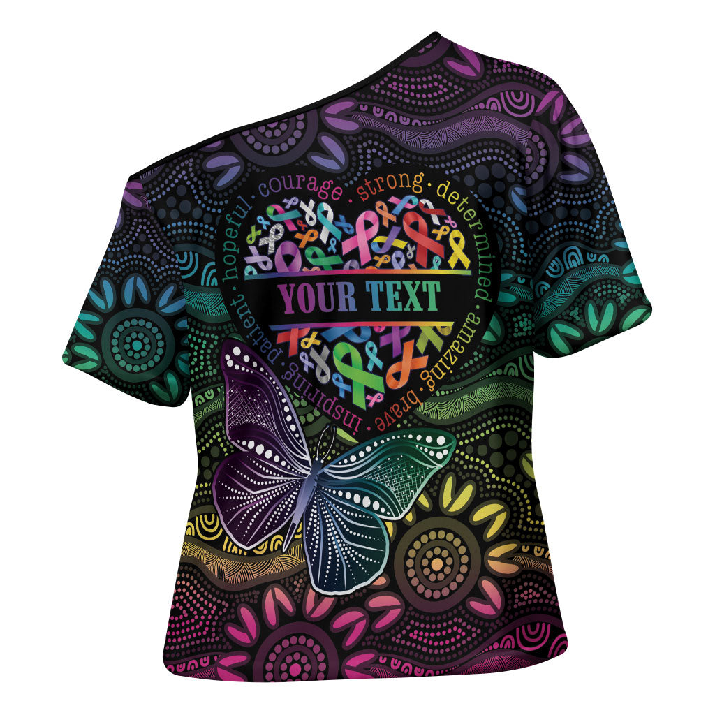 Australia Cancer Survivor Personalised Cross Shoulder Shirt I’m A Survivor Ribbon Heart