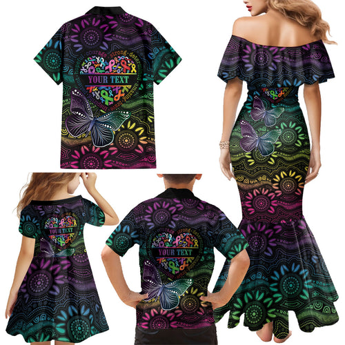 Australia Cancer Survivor Personalised Family Matching Mermaid Dress and Hawaiian Shirt I’m A Survivor Ribbon Heart