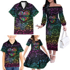 Australia Cancer Survivor Personalised Family Matching Off The Shoulder Long Sleeve Dress and Hawaiian Shirt I’m A Survivor Ribbon Heart