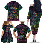 Australia Cancer Survivor Personalised Family Matching Off The Shoulder Long Sleeve Dress and Hawaiian Shirt I’m A Survivor Ribbon Heart