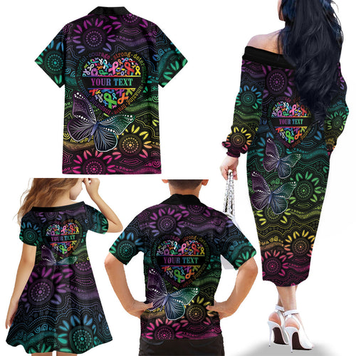 Australia Cancer Survivor Personalised Family Matching Off The Shoulder Long Sleeve Dress and Hawaiian Shirt I’m A Survivor Ribbon Heart