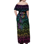 Australia Cancer Survivor Personalised Family Matching Off Shoulder Maxi Dress and Hawaiian Shirt I’m A Survivor Ribbon Heart