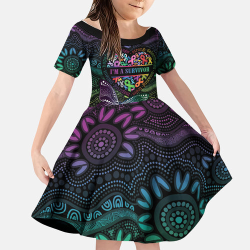 Australia Cancer Survivor Personalised Family Matching Off Shoulder Short Dress and Hawaiian Shirt I’m A Survivor Ribbon Heart