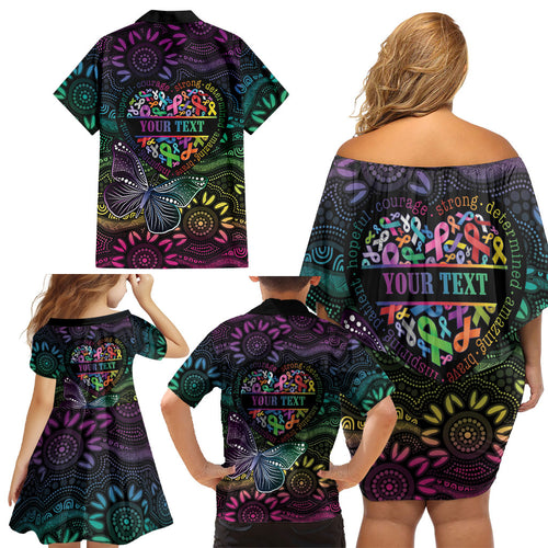 Australia Cancer Survivor Personalised Family Matching Off Shoulder Short Dress and Hawaiian Shirt I’m A Survivor Ribbon Heart