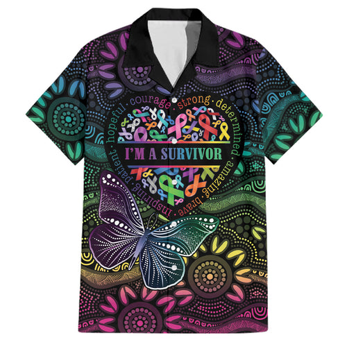 Australia Cancer Survivor Personalised Family Matching Off Shoulder Short Dress and Hawaiian Shirt I’m A Survivor Ribbon Heart