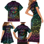 Australia Cancer Survivor Personalised Family Matching Short Sleeve Bodycon Dress and Hawaiian Shirt I’m A Survivor Ribbon Heart