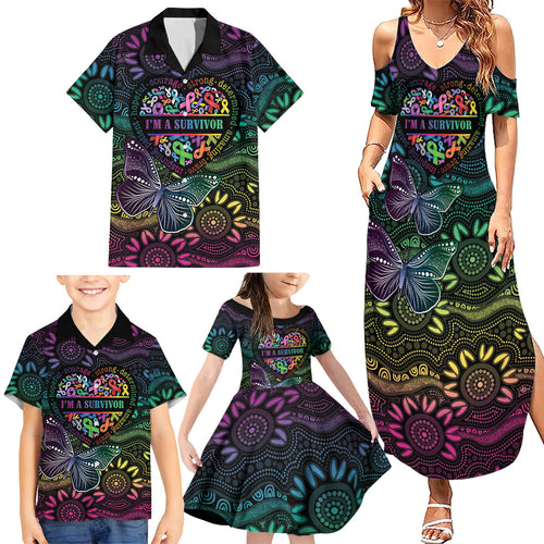 Australia Cancer Survivor Personalised Family Matching Summer Maxi Dress and Hawaiian Shirt I’m A Survivor Ribbon Heart