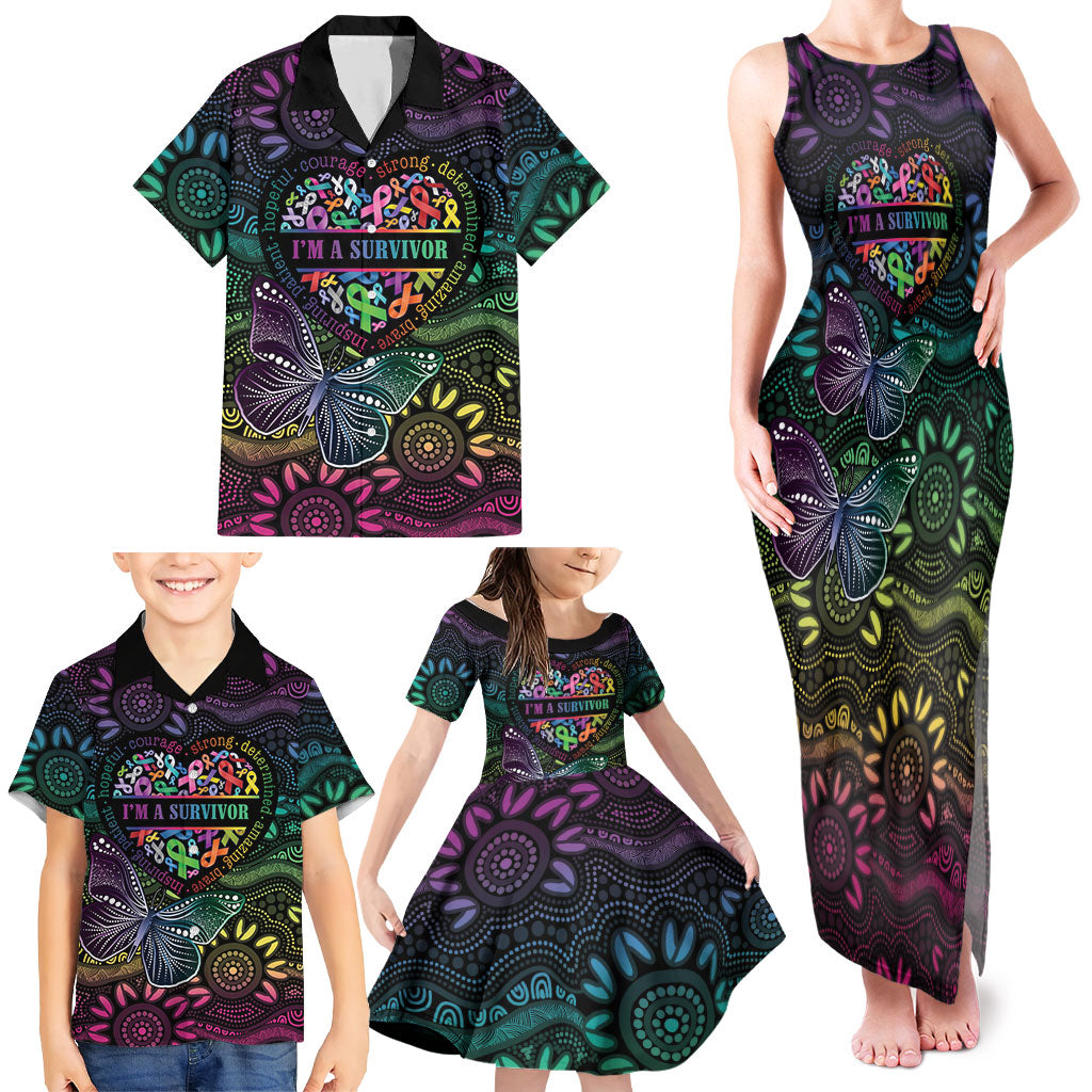 Australia Cancer Survivor Personalised Family Matching Tank Maxi Dress and Hawaiian Shirt I’m A Survivor Ribbon Heart