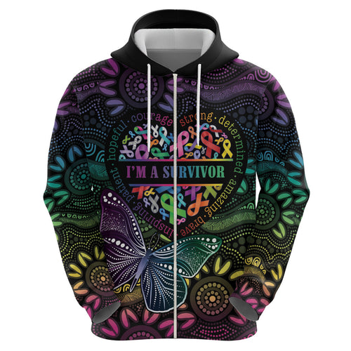 Australia Cancer Survivor Personalised Hoodie I’m A Survivor Ribbon Heart