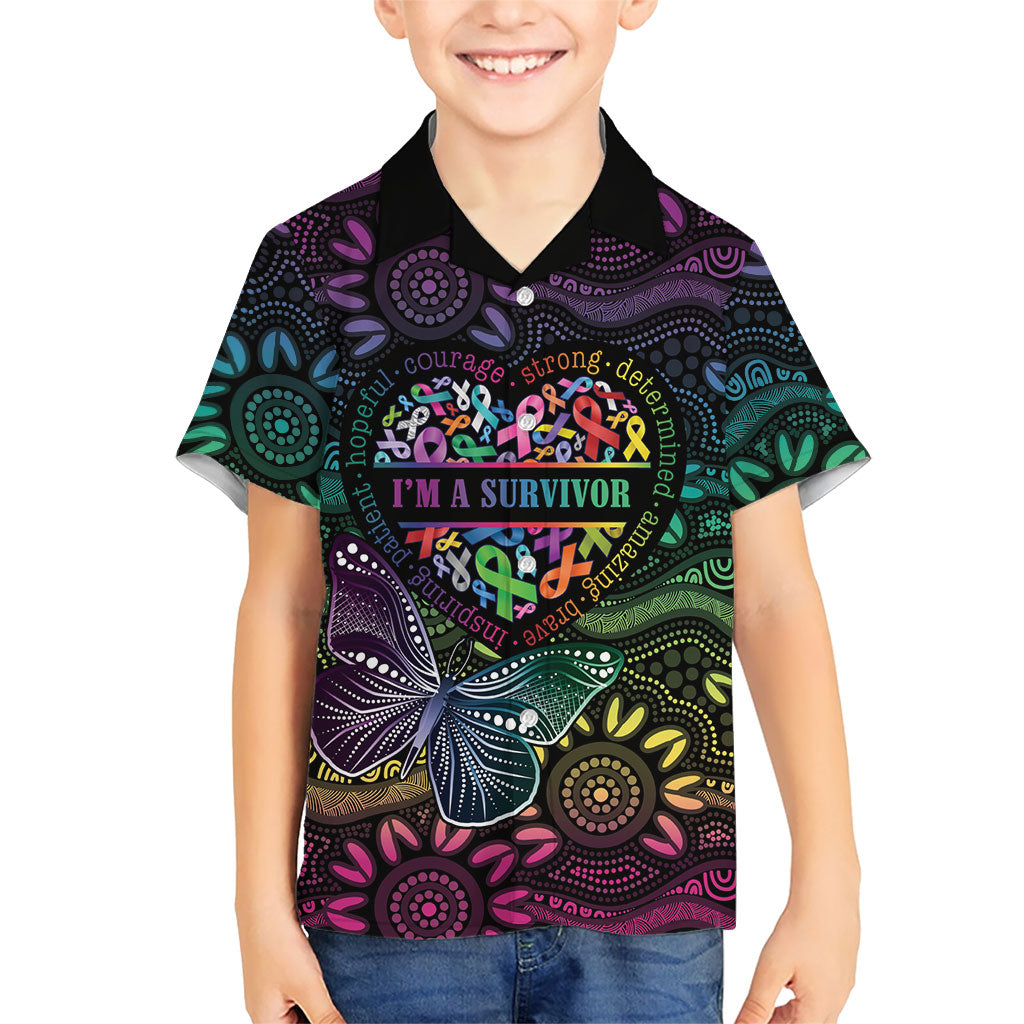 Australia Cancer Survivor Personalised Kid Hawaiian Shirt I’m A Survivor Ribbon Heart
