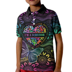 Australia Cancer Survivor Personalised Kid Polo Shirt I’m A Survivor Ribbon Heart