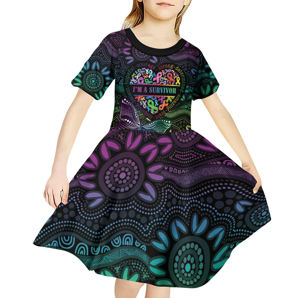 Australia Cancer Survivor Personalised Kid Short Sleeve Dress I’m A Survivor Ribbon Heart