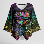 Australia Cancer Survivor Personalised Kimono Sleeve Blouse I’m A Survivor Ribbon Heart