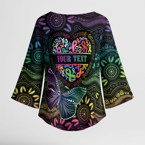 Australia Cancer Survivor Personalised Kimono Sleeve Blouse I’m A Survivor Ribbon Heart