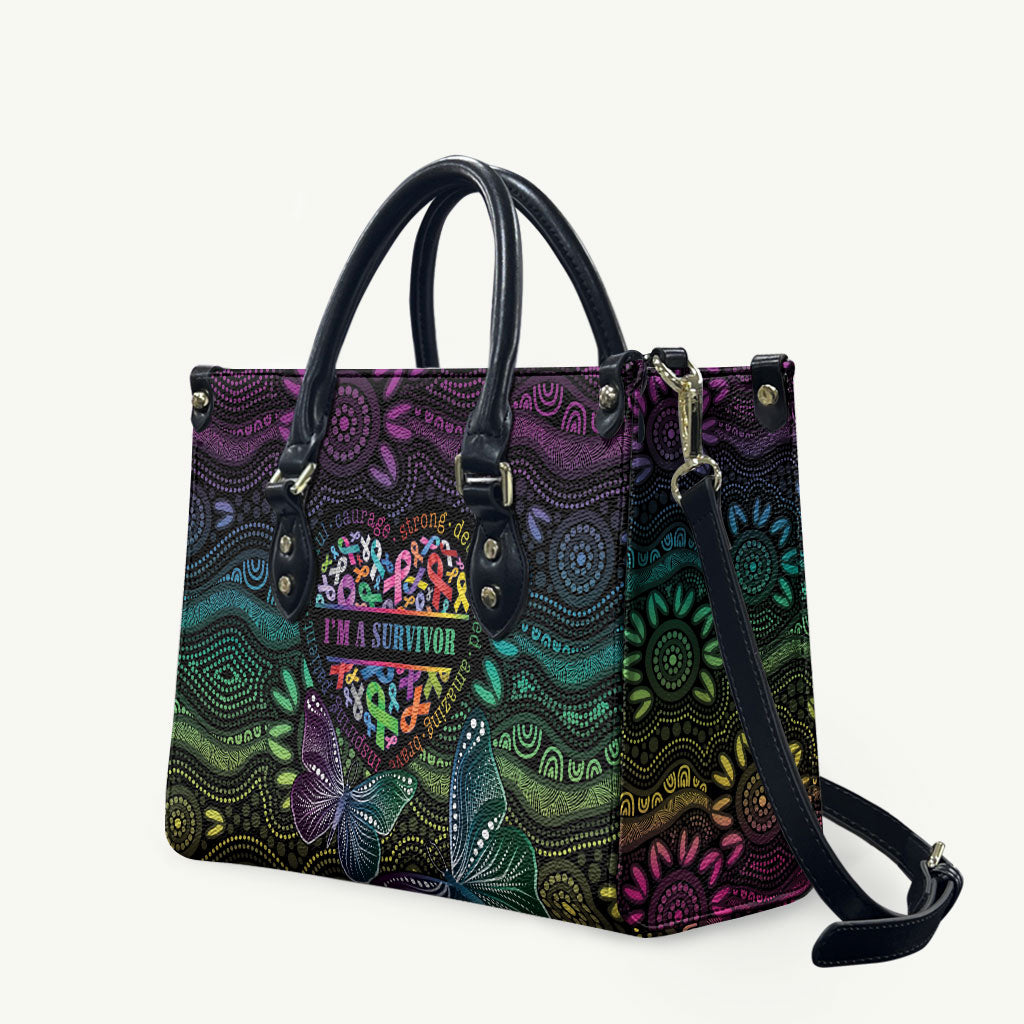 Australia Cancer Survivor Leather Bag I’m A Survivor Ribbon Heart