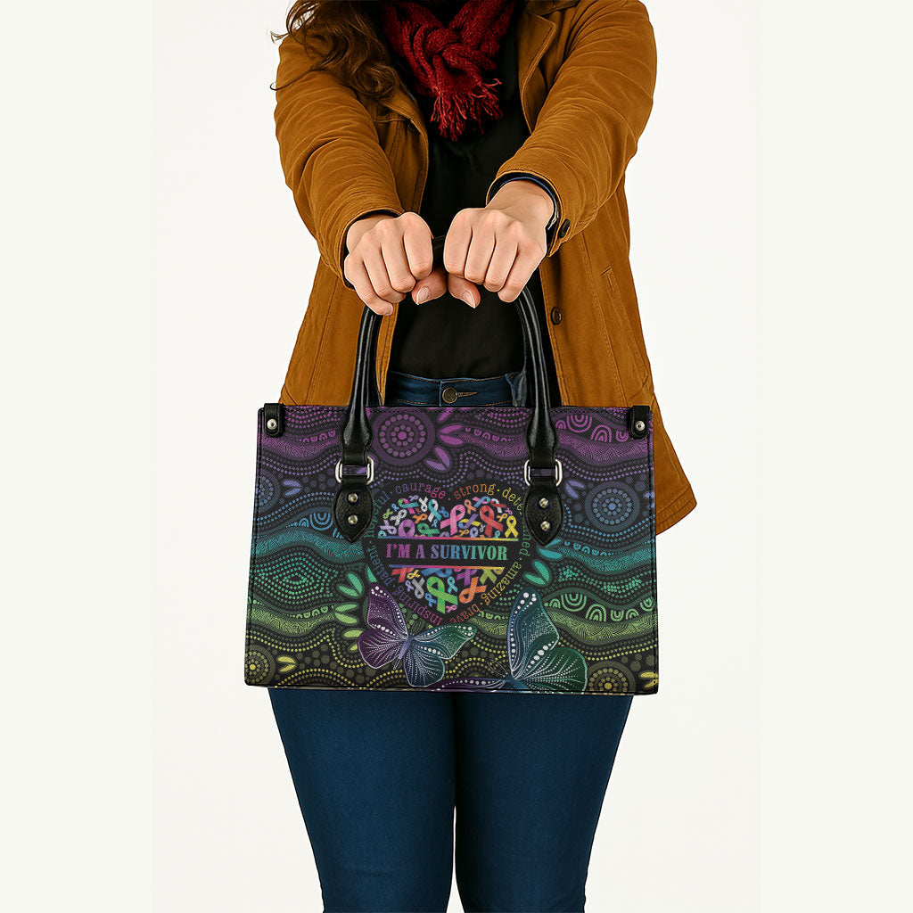 Australia Cancer Survivor Leather Bag I’m A Survivor Ribbon Heart