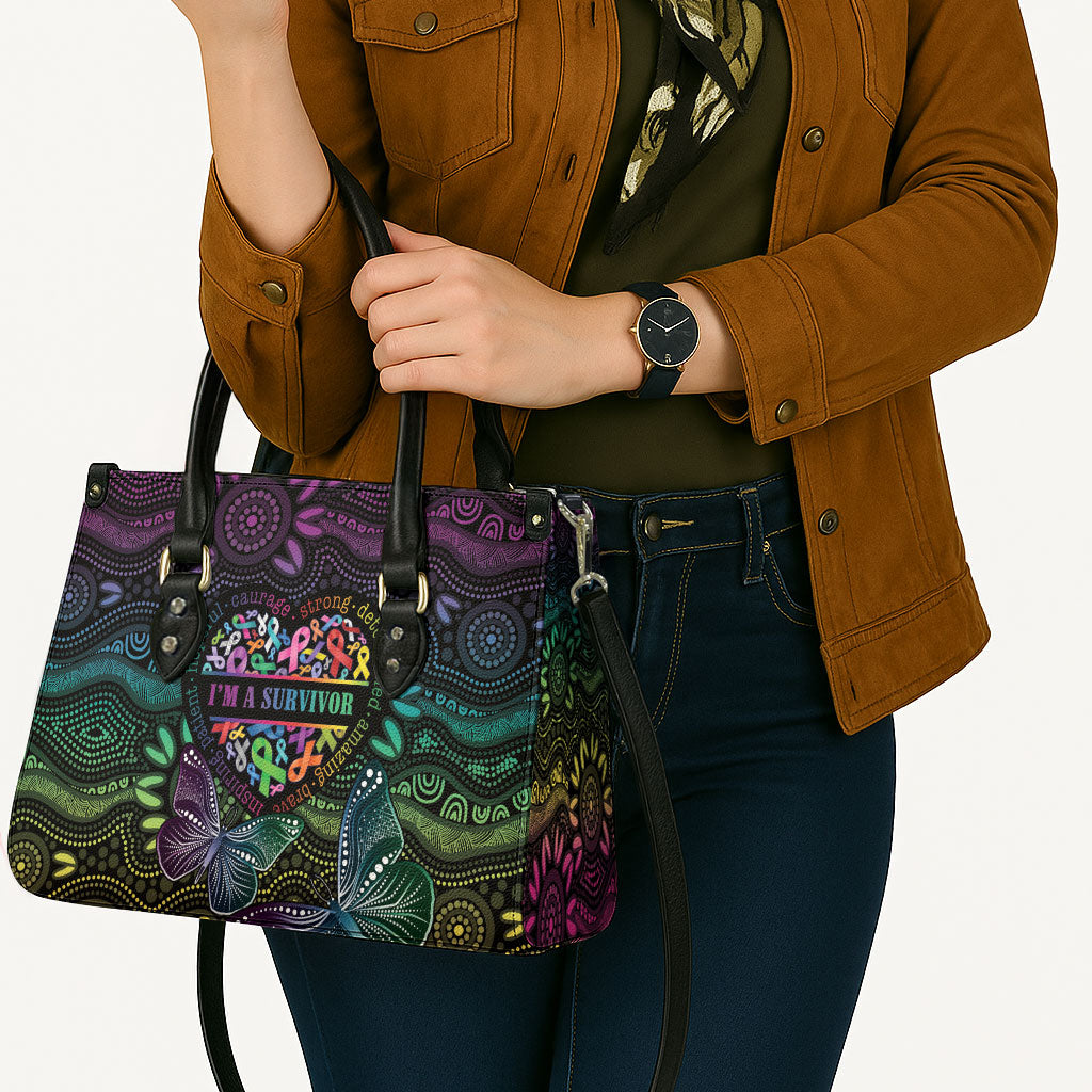 Australia Cancer Survivor Leather Bag I’m A Survivor Ribbon Heart