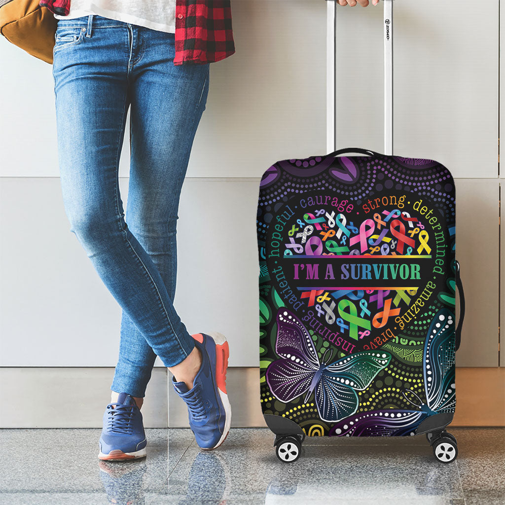 Australia Cancer Survivor Luggage Cover I’m A Survivor Ribbon Heart