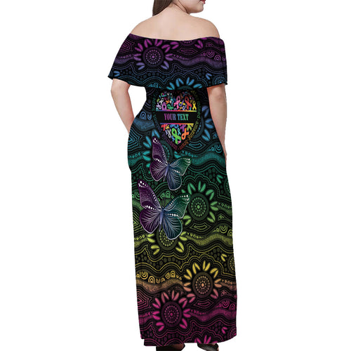 Australia Cancer Survivor Personalised Off Shoulder Maxi Dress I’m A Survivor Ribbon Heart