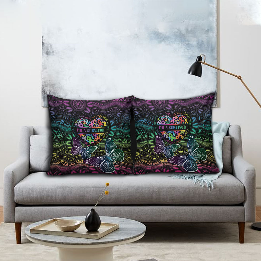 Australia Cancer Survivor Pillow Cover I’m A Survivor Ribbon Heart