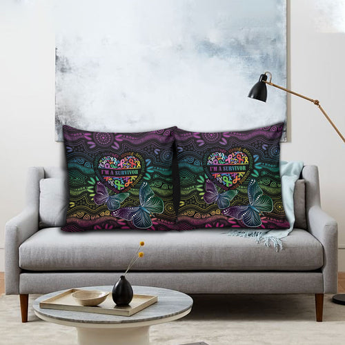 Australia Cancer Survivor Pillow Cover I’m A Survivor Ribbon Heart