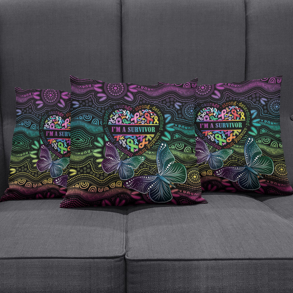 Australia Cancer Survivor Pillow Cover I’m A Survivor Ribbon Heart