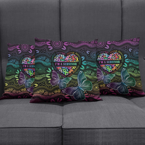 Australia Cancer Survivor Pillow Cover I’m A Survivor Ribbon Heart