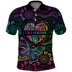 Australia Cancer Survivor Personalised Polo Shirt I’m A Survivor Ribbon Heart