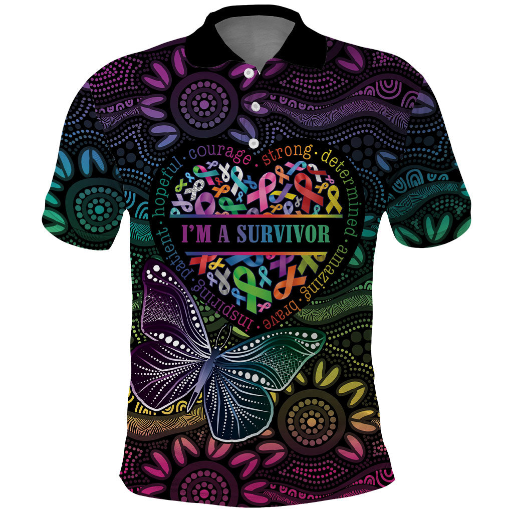 Australia Cancer Survivor Personalised Polo Shirt I’m A Survivor Ribbon Heart